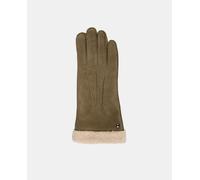Isotoner Guantes de ante en verde con puños de pelo. Verde 8/L