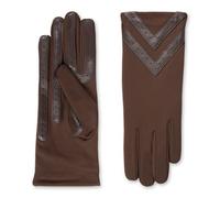 Isotoner Guantes de Elastano para Mujer con Pantalla táctil para Clima frío con Forro Polar cálido y Detalles de cheurón, Color marrón, Smardri, L-x-L