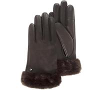 Isotoner Guantes de mujer táctiles de piel de cordero de plena flor - forrados cálidos, marrón, 6.5