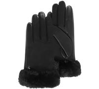 Isotoner Guantes de mujer táctiles de piel de cordero de plena flor - forrados cálidos, Negro , 8