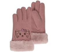Isotoner - Guantes de niña con bordado animal, 6/8 años, rosa, 6-8 años