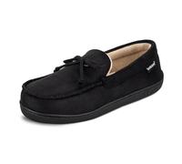 Isotoner Men's Whipstitch Gel Infused Memory Foam Moccasin, Black, Medium / 8-9 M US