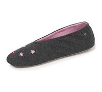 Isotoner Pantuflas Bailarinas Mujer ultra cómodas, suela de piel, detalle gran lazo, gris multicolor, 39/40 EU