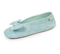 Isotoner Pantuflas Bailarinas Mujer ultra cómodas, suela de piel, detalle gran lazo, verde agua, 35/36 EU