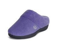 isotoner Pantuflas clásicas de espuma viscoelástica con capucha para mujer, talla 6.5-7, Azul lavanda oscuro, 7.5-8