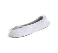 Isotoner Pantuflas de bailarina de rizo para mujer con lazo para comodidad en interiores y exteriores, gris, 35/36 EU
