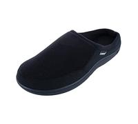 Isotoner Pantuflas de microrizo y gofre Travis con capucha para hombre con espuma viscoelástica, Black, 45/46 EU