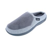 Isotoner Pantuflas de microrizo y gofre Travis con capucha para hombre con espuma viscoelástica, gris, 41/42 EU