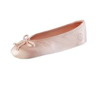 isotoner Pantuflas de satén para mujer con lazo suave y suela de gamuza, Arena (Evening Sand), 6.5-7.5