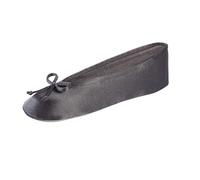 isotoner Pantuflas de satén para mujer con lazo suave y suela de gamuza, Mineral, 6.5-7.5