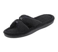 isotoner Pantuflas Signature X-Slide para mujer, ribete satinado con espuma viscoelástica, Negro, 38.5/39 EU