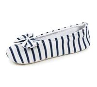 Isotoner Pantuflas Zapatillas Bailarinas Mujer ultra cómodas, suela de piel, detalle de nudo grande, EU, Rayas azules, 35/36 EU