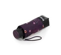 Isotoner Paraguas mini, resistente, ultra repelente al agua, con apertura manual, Flores berenjena, ST