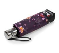 Isotoner Paraguas x-tra sólido anti-vuelco, impermeable, apertura/cierre automático, Flores berenjena, ST