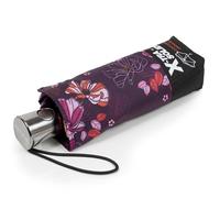 Isotoner Paraguas x-tra sólido anti-vuelco, impermeable, apertura/cierre automático, Flores berenjena, ST