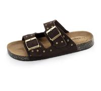 Isotoner - Sandalias de mujer con doble brida, plantilla parche de tacón ultra cómodas, chocolate, 36 EU