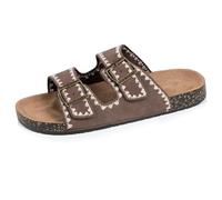 Isotoner - Sandalias para mujer con doble brida, suela interior parche talón ultra cómodas, EU, Chocolate bordado, 41 EU