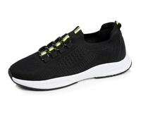 Isotoner Sneakers Slip on - Zapatillas deportivas para hombre con cordones, suela con memoria, color azul marino oscuro, negro / amarillo, 45 EU