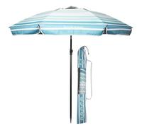 Isotoner - Sombrilla de playa de playa, ultra resistente, estructura antiviento, ligera regulable en altura e inclinación y anti UV upf50+, 160 cm, Rayas azules, 180cm en arc, 160cm de diamètre