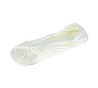 ISOTONER Women's Embroidered Pearl Satin Ballerina Slippers Ivory Large 8-9