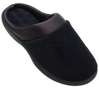 isotoner Women's Microterry Hoodback W/Satin Trim, Black, 7.5/8