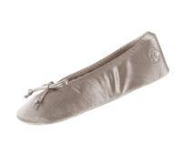 Isotoner Women's Satin Ballerina Slipper with Bow, Suede Sole
