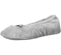 Isotoner Zapatilla de mujer Chevron Microterry bailarina y suela de tela para mayor comodidad, gris claro, 35.5/36.5 EU
