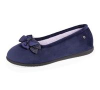 Isotoner - Zapatillas de bailarinas para mujer en microterciopelo con detalle lazo, azul marino, 36 EU