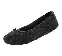 Isotoner Zapatillas de ballet Chevron Microterry para mujer, Negro, 39/40 EU