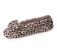 Isotoner Zapatillas de casa Bailarinas mujer, pantuflas - micro terciopelo - suela cuero curtido vegetal