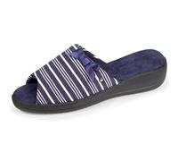 Isotoner Zapatillas de casa Chinelas abiertas mujer, pantuflas tacón rayas bio