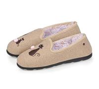 Isotoner Zapatillas de casa Mocasines mujer gato fantasía | Zapatilla tecnología patentada EVERYWEAR que ofrece una suela ultra cómoda, ligera y flexible.