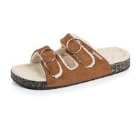 Isotoner - Zapatillas de deporte para mujer, ultracómodas, parche de talón, de piel, EU, marrón claro, 38 EU