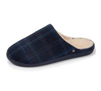 Isotoner - Zapatillas para hombre ultra cómodas, fáciles de poner, atemporales, de algodón orgánico, Tartán Azul, 41 EU