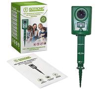 ISOTRONIC Repelente de Animales ultrasónico | Ahuyentaodr con ultrasonidos para Perros, Gatos, martas, mapaches y Aves | Repelente acústico de Animales para jardín, balcón, huerto, Granero