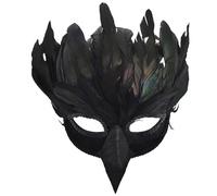 ISOYTERO Crow Mask 6.3x11.8in Halfface Feathed Masquerada Bird Bird Mask Costen Cosplay Accesorio para Halloween Mardi Gras Party