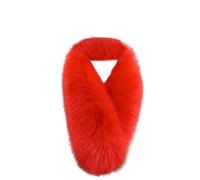 iSpchen Bufanda de Piel de Zorro para Mujer, Cuello de Lujo, Abrigo de Invierno, Sintética, Rojo, 70*13 cm