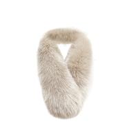 iSpchen Bufanda de Piel de Zorro para Mujer, Cuello de Piel de Lujo, Abrigo de Invierno, Sintética, Albaricoque, 70*13 cm