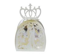 iSpchen,Caja de Dulces Corona de Novia y Novio, Caja de Chocolate con Diseño de Mariposa de Pareja, Perfecta para el Día de San Valentín en Forma de Flor y Colores Suaves Marfil