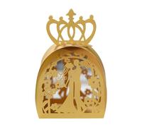 iSpchen,Caja de Dulces Corona de Novia y Novio, Caja de Chocolate con Diseño de Mariposa de Pareja, Perfecta para el Día de San Valentín en Forma de Flor y Colores Suaves oro