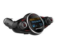 iSpchen Coche Mp3 Reproductor Bluetooth, Receptor de Audio Aux Inalámbrico Bluetooth Transmisor FM Rotación de 180 ° Coche Multifunción Bluetooth con Cargador USB para Automóvil