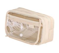 iSpchen Estuche para lápices, varios compartimentos, estuche para las vacaciones para estudiantes de primaria, estuche escolar para regalos de cumpleaños, beige, talla única