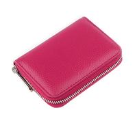 iSpchen Geldbörse für Herren und Damen Portmonee Kleine Kreditkartenetui Echt-Leder Geldbeutel Mini Portemonnaie Münztasche Schlüsseletui mit Reißverschluss Kartenetui Geschenk, rojo rosado, Tamaño
