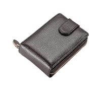 iSpchen Monedero para mujer con tarjetas de crédito, pequeño y en formato corto, para mujer, mini cartera de piel con cremallera, marrón, talla única