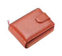 iSpchen Monedero para mujer con tarjetas de crédito, pequeño y en formato corto, para mujer, mini cartera de piel con cremallera, color marrón, marrón, talla única