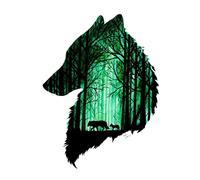 iSpchen Pegatina de Cabeza de Lobo Espacial - Calcomanía de PVC y Vinilo Para Pared, Ventana, Parachoques y Ordenador Portátil - Impermeable