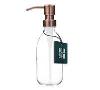 ispensador de Botella con Bomba de Vidrio Transparente Kuishi [250 ml, Bomba de Bronce] Botella dispensadora de jabón de Vidrio ámbar Recargable con Bomba de Acero Inoxidable, ecológica (sin BPA)