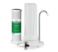 iSpring CKC1 Sistema de Filtración de Agua Potable para Mostrador con Filtro de Carbón de 2,5" x 10", Filtro de Agua para Encimera, Blanco