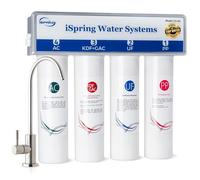 iSpring CU-A4 0.01μm Ultrafiltración Bajo el Fregadero, Sistema de Filtro de Agua, Sin Tanque, 4 Etapas, Alta Capacidad, Elimina el 99,99% de Contaminantes, Cambio Rápido, Filtro con Grifo de Cromo