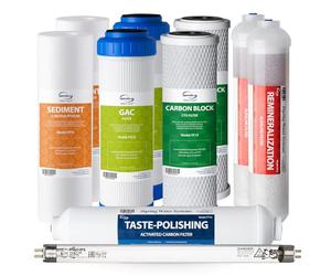 iSpring F10KU Juego de Cartuchos de Filtro de Repuesto, 1 Año, para Sistemas de Ósmosis Inversa UV Minerales Alcalinos de 7 Etapas, 10 piezas, Blanco